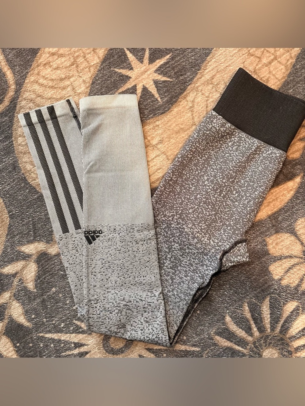 adidas Primeknit Women's Compression Leggings Gray Black XS Athletic Waist